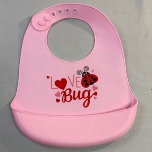 🐥 Charming Pink Silicon Love Bug Baby Bib